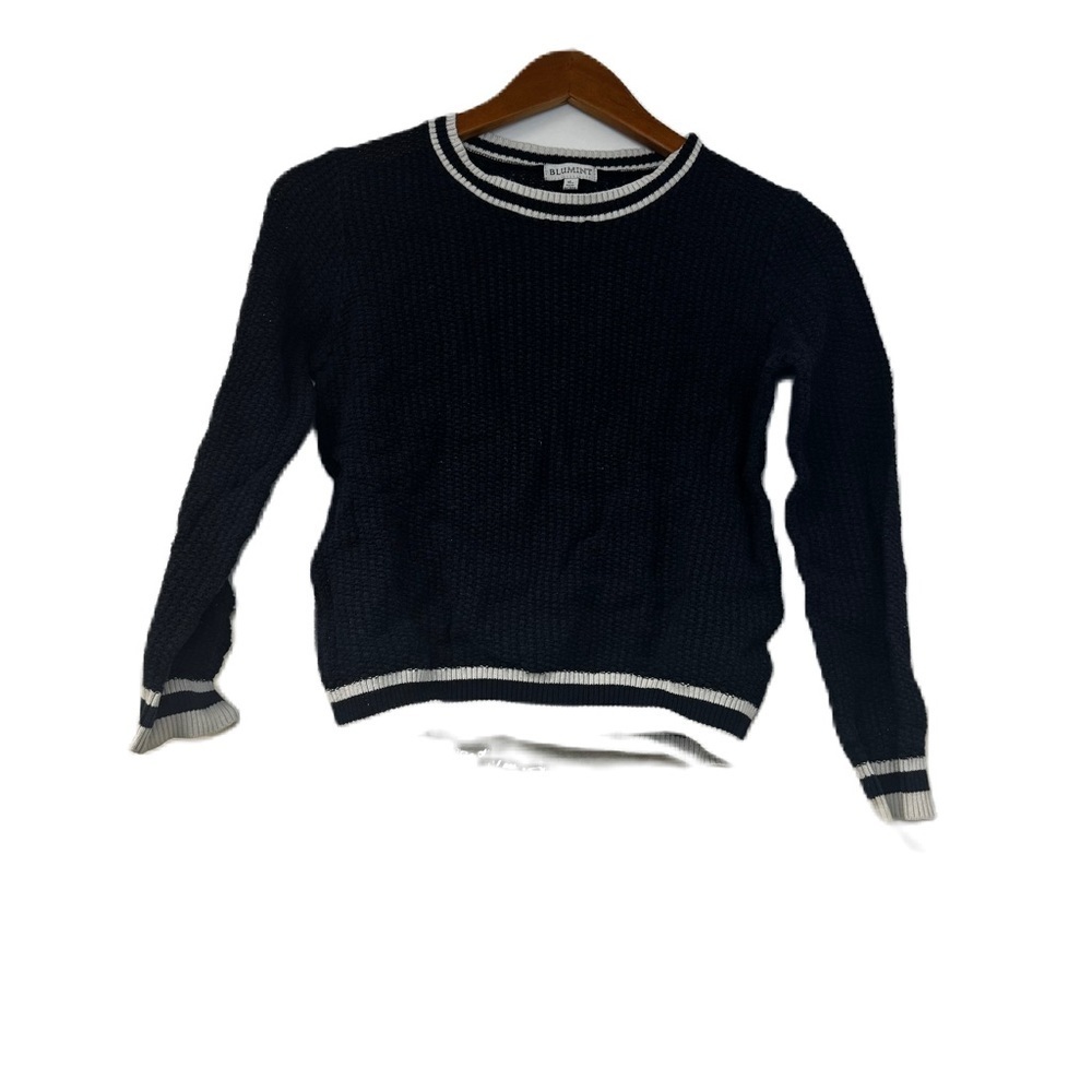 Bluemint girls 14y prep navy white trim knit sweater cropped nautical casual fun